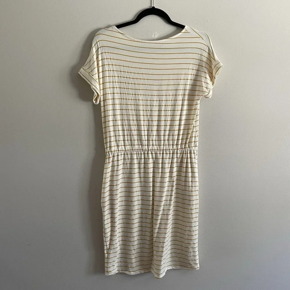 Betsey's Boutique Shop Women S White/Yellow Striped Drawstring Waist Dress NWT - Picture 11 of 11